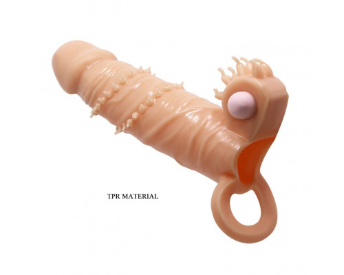 Заказать Телесная удлиняющая вибронасадка Penis Sleeve Connor - 17 см.
