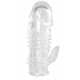 Прозрачная гелевая насадка с шипами и клиторальным отростком - 13 см.