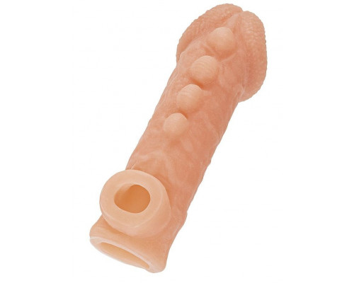 Заказать Телесная закрытая насадка с шишечками Cock Sleeve 008 Size S - 13,8 см.