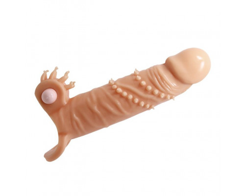Заказать Телесная удлиняющая вибронасадка Penis Sleeve Connor - 17 см.