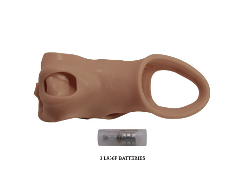 Карамельная удлиняющая насадка на пенис с вибрацией