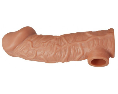 Заказать Телесная насадка на фаллос с фиксацией мошонки EXTREME SLEEVE - 15,6 см.