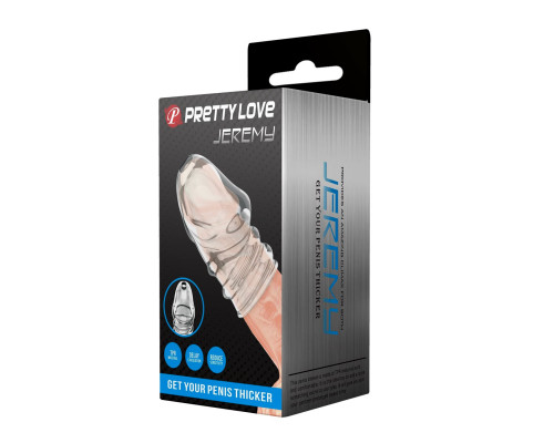 Заказать Прозрачная утолщающая насадка на пенис Jeremy - 7 см.