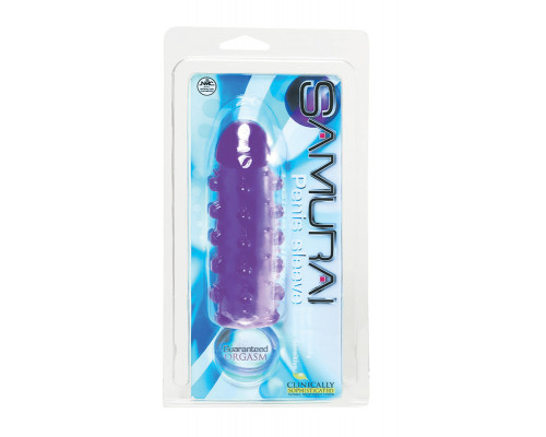 Заказать Закрытая фиолетовая насадка с пупырышками SAMURAI PENIS SLEEVE PURPLE - 14,5 см.