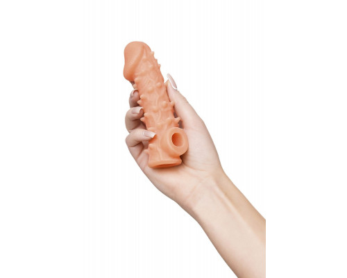 Телесная закрытая насадка с пупырышками Cock Sleeve 005 Size S - 13,8 см.