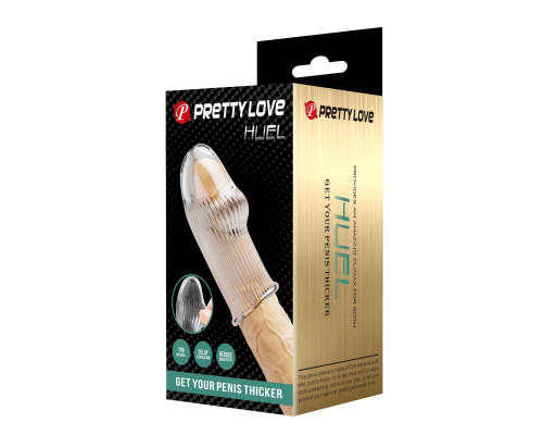 Прозрачная насадка на пенис Huel - 9 см.