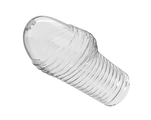 Прозрачная насадка на пенис с ребрышками Hoytt - 9 см.