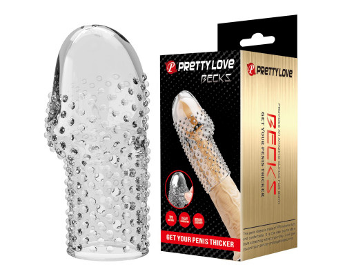 Прозрачная текстурированная насадка на пенис Becks - 8 см.