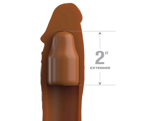 Коричневая насадка на член 2  Silicone X-tension - 20,3 см.