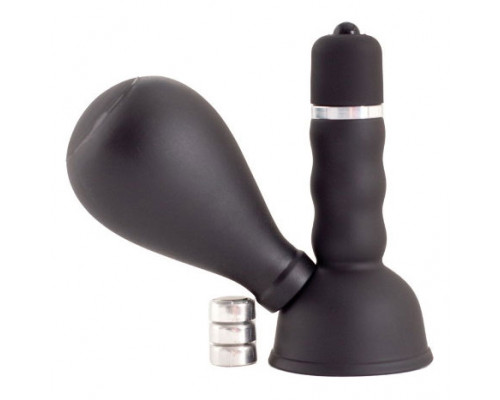 Заказать Черный вибратор с грушей на сосок