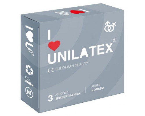 Заказать Презервативы с рёбрами Unilatex Ribbed - 3 шт.
