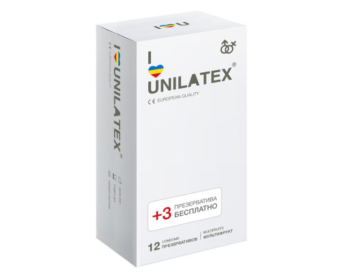 Заказать Разноцветные ароматизированные презервативы Unilatex Multifruit  - 12 шт. + 3 шт. в подарок