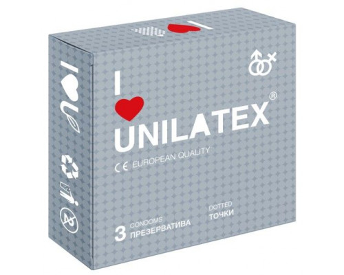 Заказать Презервативы с точками Unilatex Dotted - 3 шт.