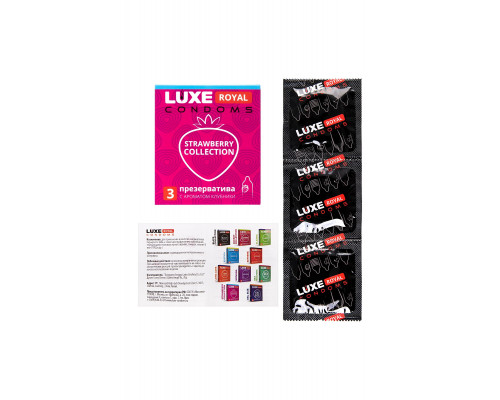 Заказать Презервативы с ароматом клубники LUXE Royal Strawberry Collection - 3 шт.