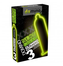 Презервативы DOMINO Neon Green со светящимся в темноте кончиком - 3 шт.