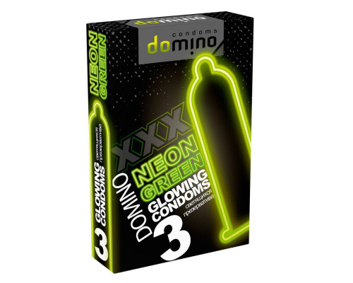 Заказать Презервативы DOMINO Neon Green со светящимся в темноте кончиком - 3 шт.