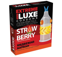 Стимулирующий презерватив «Медвежий капкан» с ароматом клубники - 1 шт.