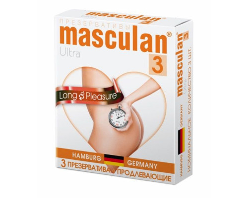 Заказать Презервативы Masculan Long Pleasure с продлевающим эффектом - 3 шт.