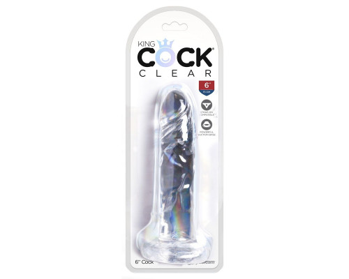 Заказать Прозрачный фаллоимитатор King Cock Clear 6 Cock - 18,4 см.