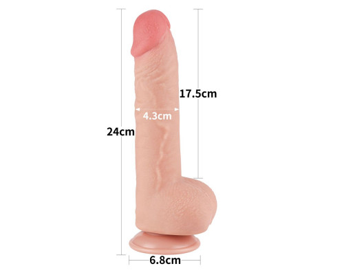 Заказать Телесный фаллоимитатор 9.5 Sliding Skin Dual Layer Dong - 24 см.