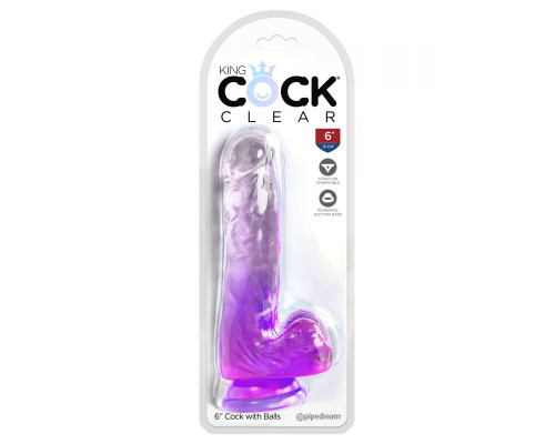 Заказать Фиолетовый фаллоимитатор с мошонкой на присоске 6’’ Cock with Balls - 17,8 см.