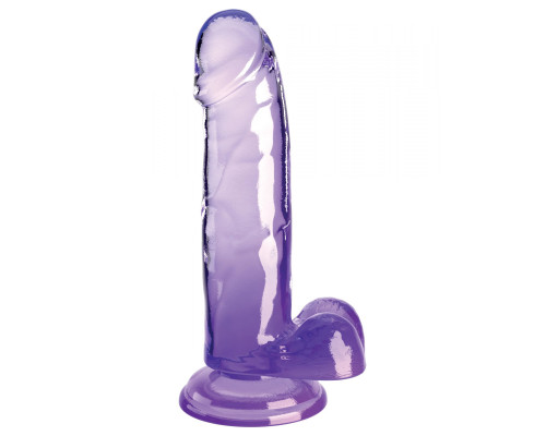 Заказать Фиолетовый фаллоимитатор с мошонкой на присоске 7’’ Cock with Balls - 20,3 см.