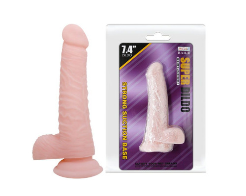Заказать Телесный фаллоимитатор с присоской Super Dildo - 18,8 см.