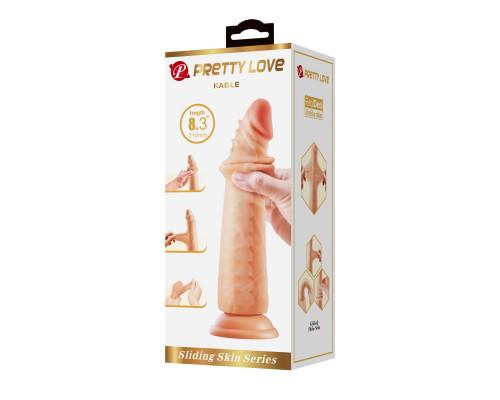 Телесный фаллоимитатор с эффектом скользящей кожи Kable - 21 см.