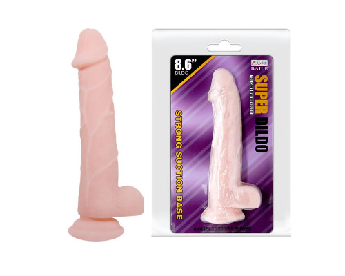 Заказать Телесный фаллоимитатор на присоске Super Dildo - 22 см.