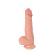 Заказать Телесный реалистичный фаллоимитатор REAL Dual Layer с мошонкой на присоске - 20 см.