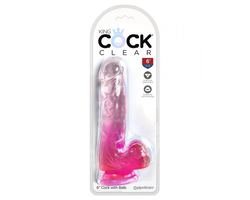 Заказать Розовый фаллоимитатор с мошонкой на присоске 6’’ Cock with Balls - 17,8 см.