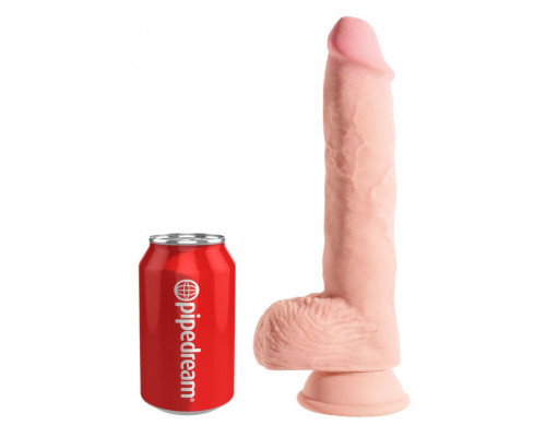 Телесный фаллоимитатор на присоске 10  Triple Density Fat Cock with Balls - 27,9 см.