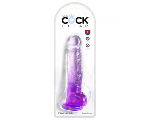 Заказать Фиолетовый фаллоимитатор с мошонкой на присоске 8’’ Cock with Balls - 22,2 см.