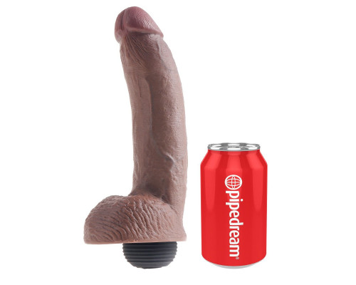 Заказать Коричневый фаллоимитатор с эффектом семяизвержения Squirting Cock with Balls - 22,9 см.