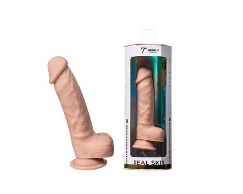 Телесный фаллоимитатор на присоске Real Skin Model 1 - 17,8 см.