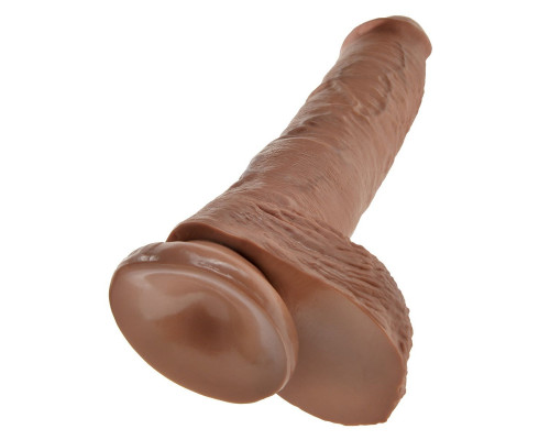 Заказать Фаллоимитатор-мулат с мошонкой 10  Cock with Balls на присоске - 25,4 см.