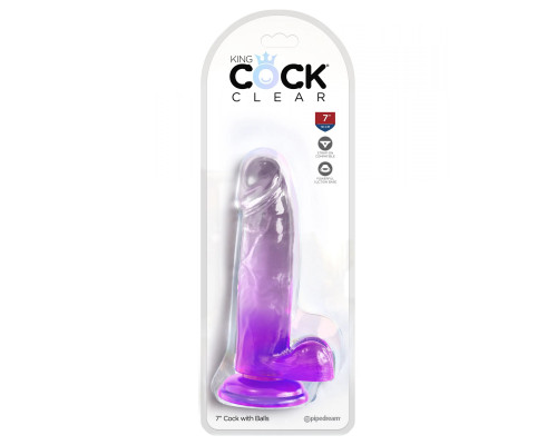 Заказать Фиолетовый фаллоимитатор с мошонкой на присоске 7’’ Cock with Balls - 20,3 см.