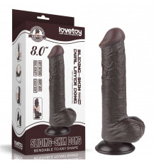 Коричневый фаллоимитатор 8 Sliding Skin Dual Layer Dong на присоске - 20,8 см.