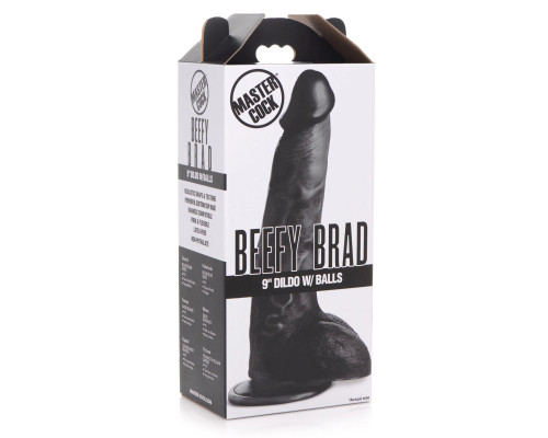 Черный фаллоимитатор Beefy Brad 9’’ Dildo with Balls - 22,4 см.