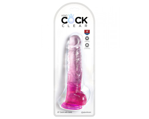 Заказать Розовый фаллоимитатор с мошонкой на присоске 8’’ Cock with Balls - 22,2 см.