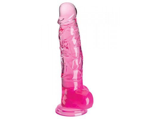 Заказать Розовый фаллоимитатор с мошонкой на присоске 8’’ Cock with Balls - 22,2 см.