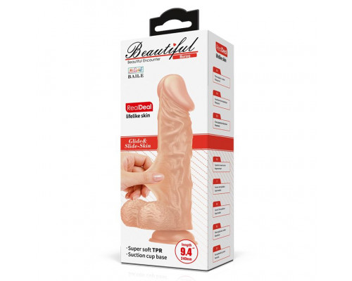 Заказать Телесный фаллоимитатор-реалистик Buraq на присоске - 24 см.