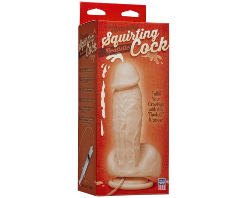Заказать Фаллоимитатор с имитацией семяизвержения The Amazing Squirting Realistic Cock - 18,8 см.