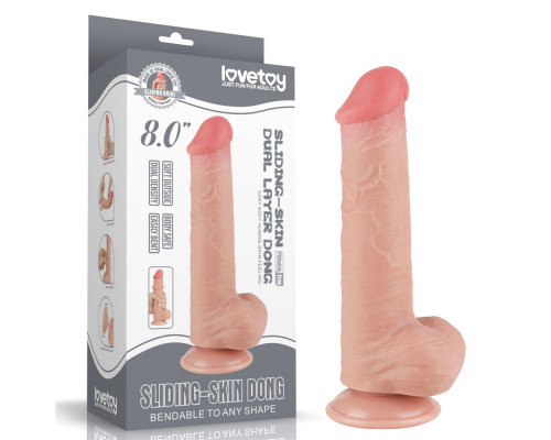 Заказать Телесный фаллоимитатор 8 Sliding Skin Dual Layer Dong - 20,8 см.