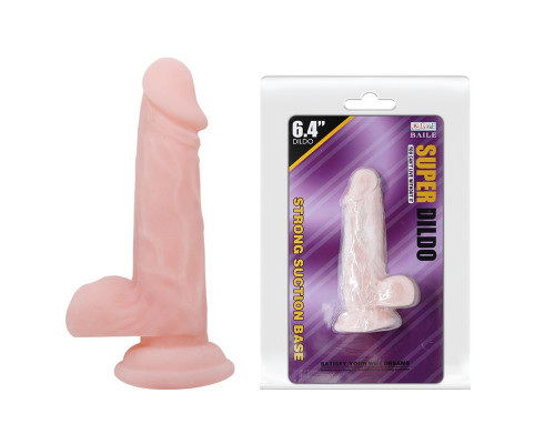 Заказать Телесный фаллоимитатор на присоске Super Dildo - 16,5 см.