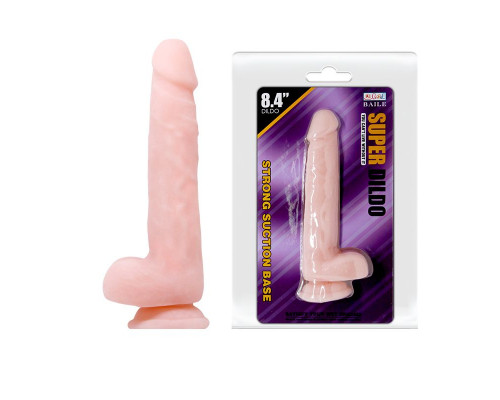 Заказать Телесный фаллоимитатор на присоске Super Dildo - 21,5 см.