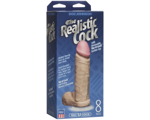 Заказать Телесный фаллоимитатор The Realistic Cock 8” with Removable Vac-U-Lock Suction Cup - 22,3 см.