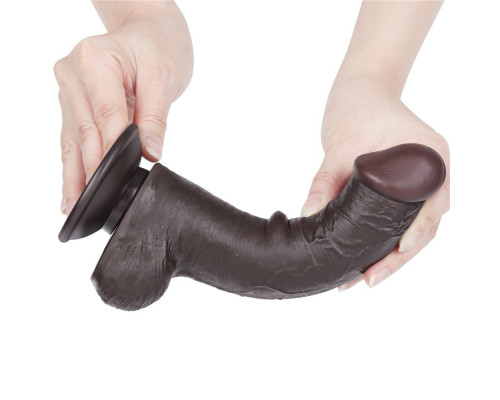 Заказать Коричневый фаллоимитатор 8 Sliding Skin Dual Layer Dong на присоске - 20,8 см.