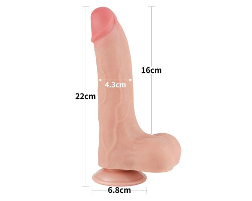 Заказать Телесный фаллоимитатор 8.5 Sliding Skin Dual Layer Dong - 22 см.
