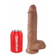 Заказать Фаллоимитатор-мулат с мошонкой 10  Cock with Balls на присоске - 25,4 см.